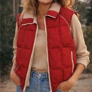 Vintage David Reid Canada Goose Down Puffer Vest | Red & Cream | Size 38